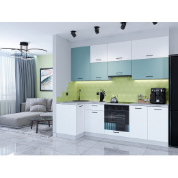 Кухня модульная Флэт-04 Grey-green In 2S/White In 2S