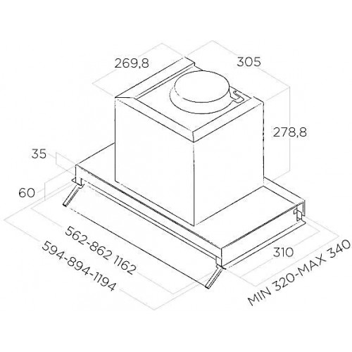 Вытяжка встраиваемая Elica Boxin LX/BL MAT/A/90