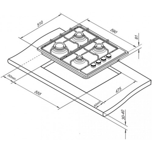 Газовая варочная поверхность Darina 1T1 BGM 341 12 X
