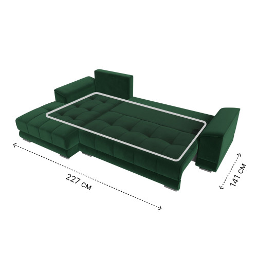 Диван угловой НордСтар левый угол Зеленый