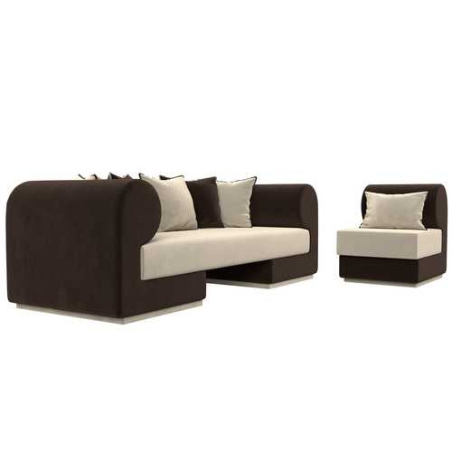 Набор Кипр-2 (диван, кресло) Бежевый\Коричневый