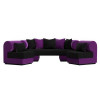 Набор Кипр-3 (диван, 2 кресла) Черный\Фиолетовый