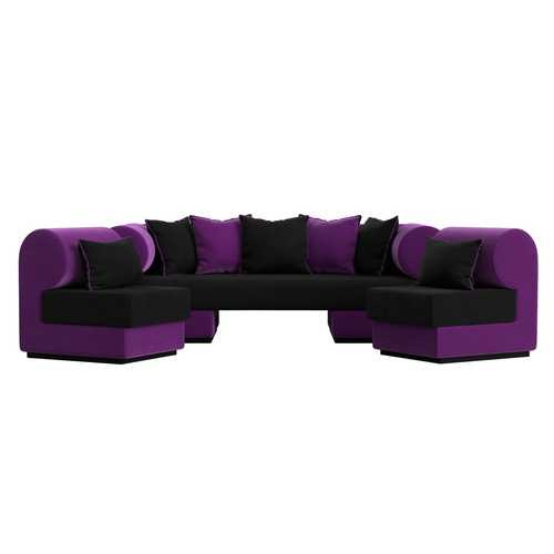 Набор Кипр-3 (диван, 2 кресла) Черный\Фиолетовый