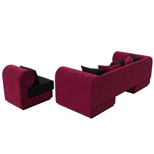 Набор Кипр-2 (диван, кресло) Черный\Бордовый
