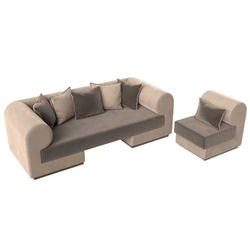 Набор Кипр-2 (диван, кресло) Коричневый\Бежевый