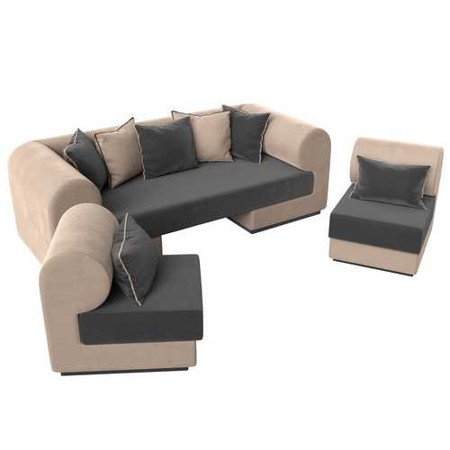Набор Кипр-3 (диван, 2 кресла) Серый\Бежевый