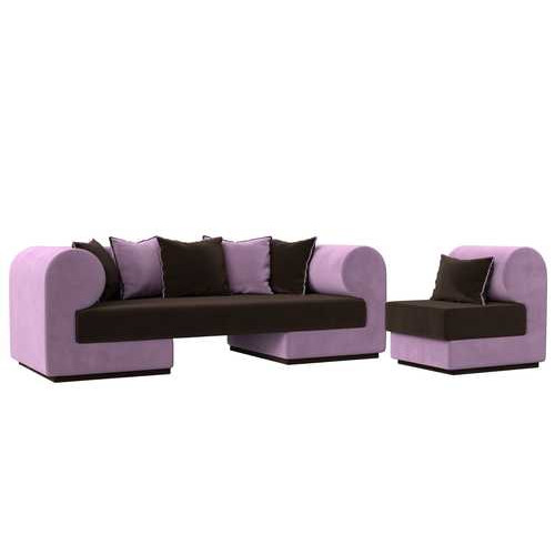 Набор Кипр-2 (диван, кресло) Коричневый\Сиреневый