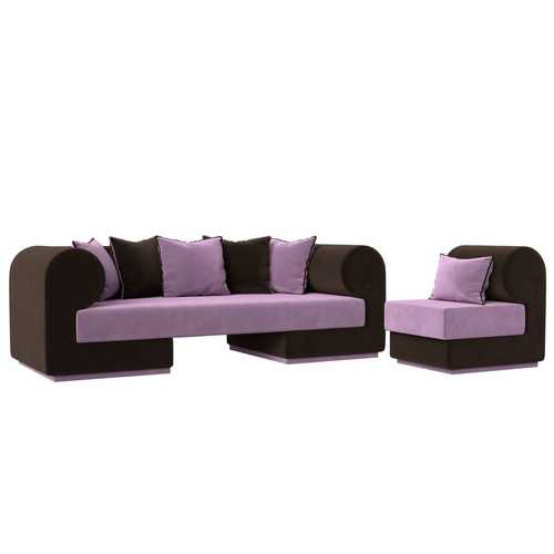Набор Кипр-2 (диван, кресло) Сиреневый\Коричневый