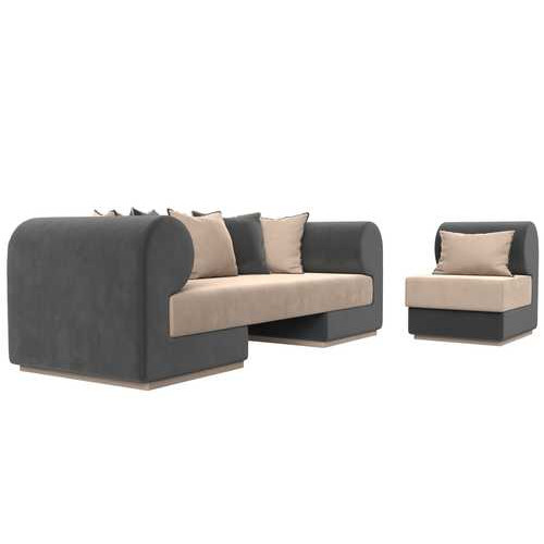 Набор Кипр-2 (диван, кресло) Бежевый\Серый