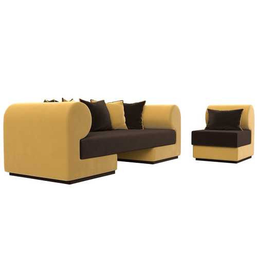Набор Кипр-2 (диван, кресло) Коричневый\Желтый
