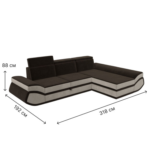 Диван угловой Лига-032 правый угол Коричневый\Бежевый