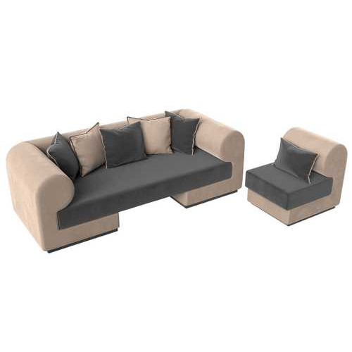 Набор Кипр-2 (диван, кресло) Серый\Бежевый