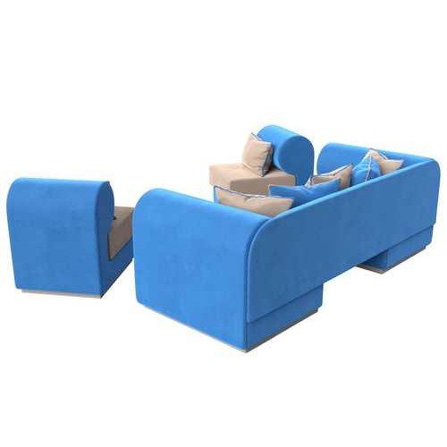 Набор Кипр-3 (диван, 2 кресла) Бежевый\Голубой