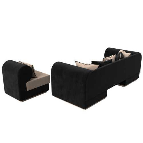 Набор Кипр-2 (диван, кресло) Бежевый\Черный