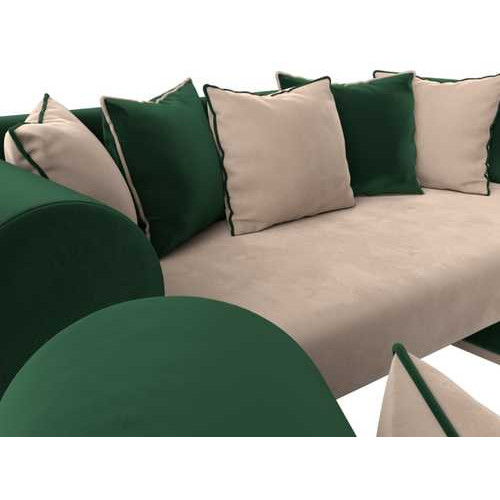 Набор Кипр-3 (диван, 2 кресла) Бежевый\Зеленый