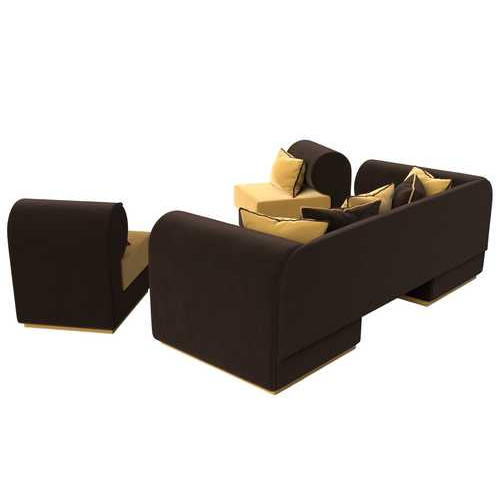 Набор Кипр-3 (диван, 2 кресла) Желтый\коричневый