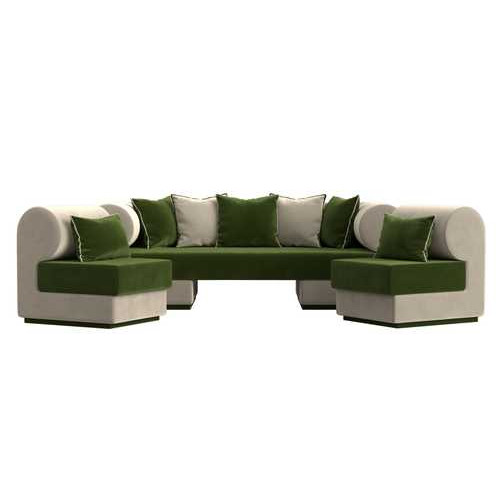 Набор Кипр-3 (диван, 2 кресла) Зеленый\Бежевый