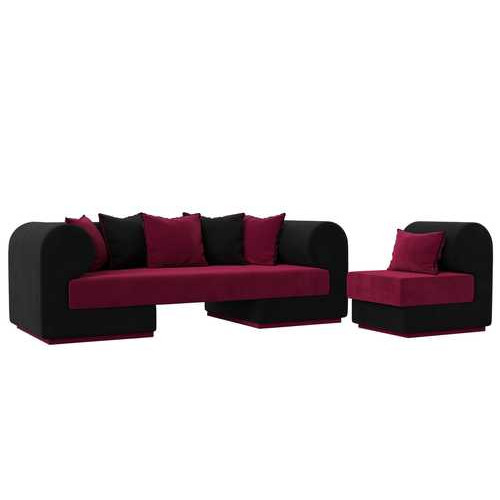 Набор Кипр-2 (диван, кресло) Бордовый\Черный