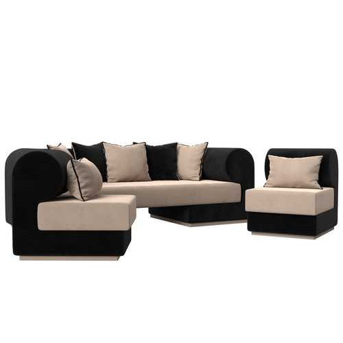 Набор Кипр-3 (диван, 2 кресла) Бежевый\Черный