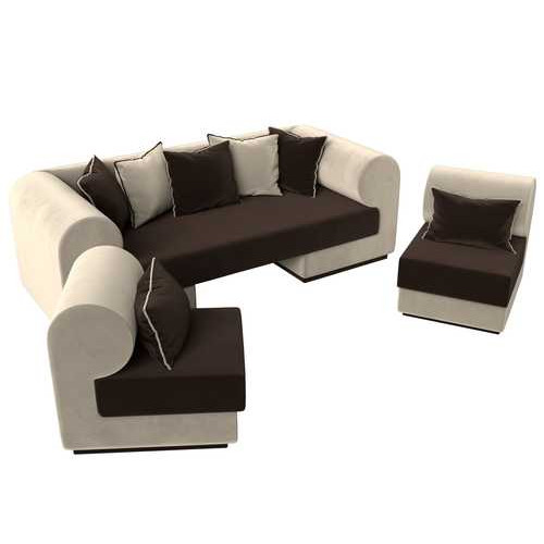 Набор Кипр-3 (диван, 2 кресла) Коричневый\Бежевый