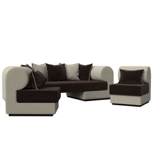 Набор Кипр-3 (диван, 2 кресла) Коричневый\корфу 02