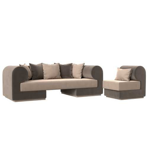 Набор Кипр-2 (диван, кресло) Бежевый\Коричневый