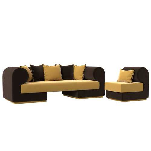 Набор Кипр-2 (диван, кресло) Желтый\коричневый