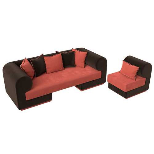 Набор Кипр-2 (диван, кресло) Коралловый\Коричневый