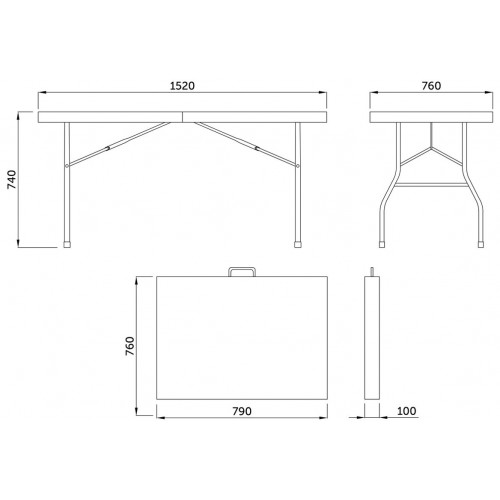 Стол садовый складной, белый, hdpe-пластик, длина 152 см