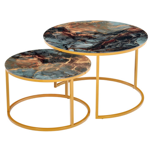 Набор кофейных столиков Tango космический с ножками матовое золото,