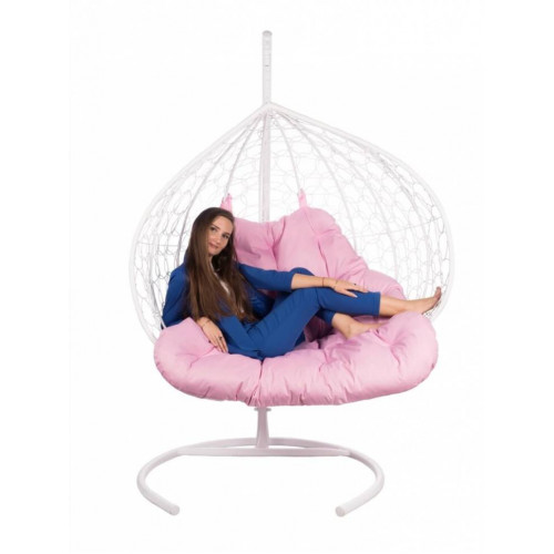 Двойное подвесное кресло FP 0272 розовая подушка