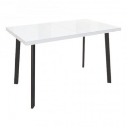 Стол раздвижной Фин, 120(152)*70, белый, закаленное стекло + лдсп, цвет опоры черный