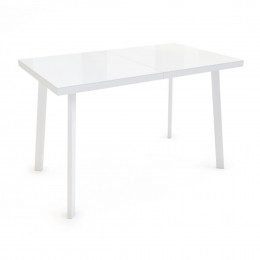 Стол раздвижной Фин, 120(152)*70, белый, закаленное стекло + лдсп, цвет опоры белый