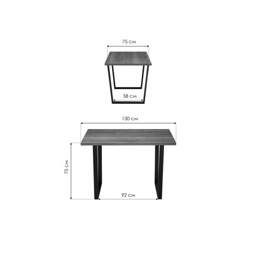 Стол деревянный Эльпатия 130х75х75 дуб велингтон / черный матовый